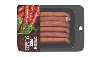 Pork smoked sausages thin with packaging 01