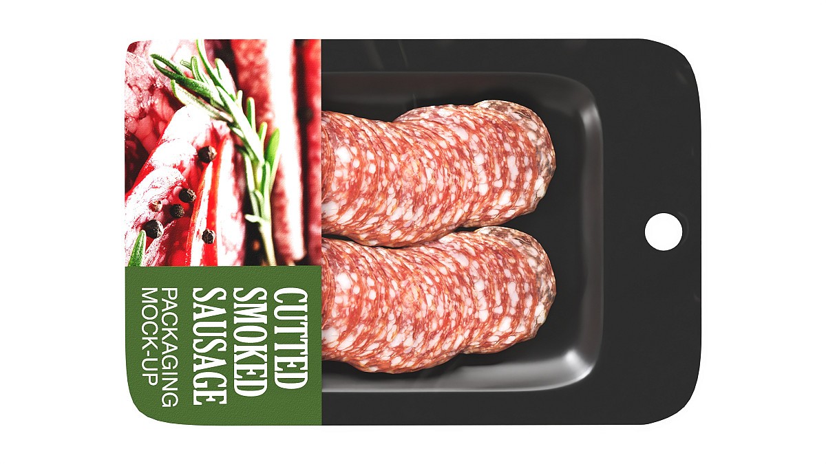 Sliced smoked sausage with packaging