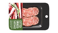 Sliced smoked sausage with packaging
