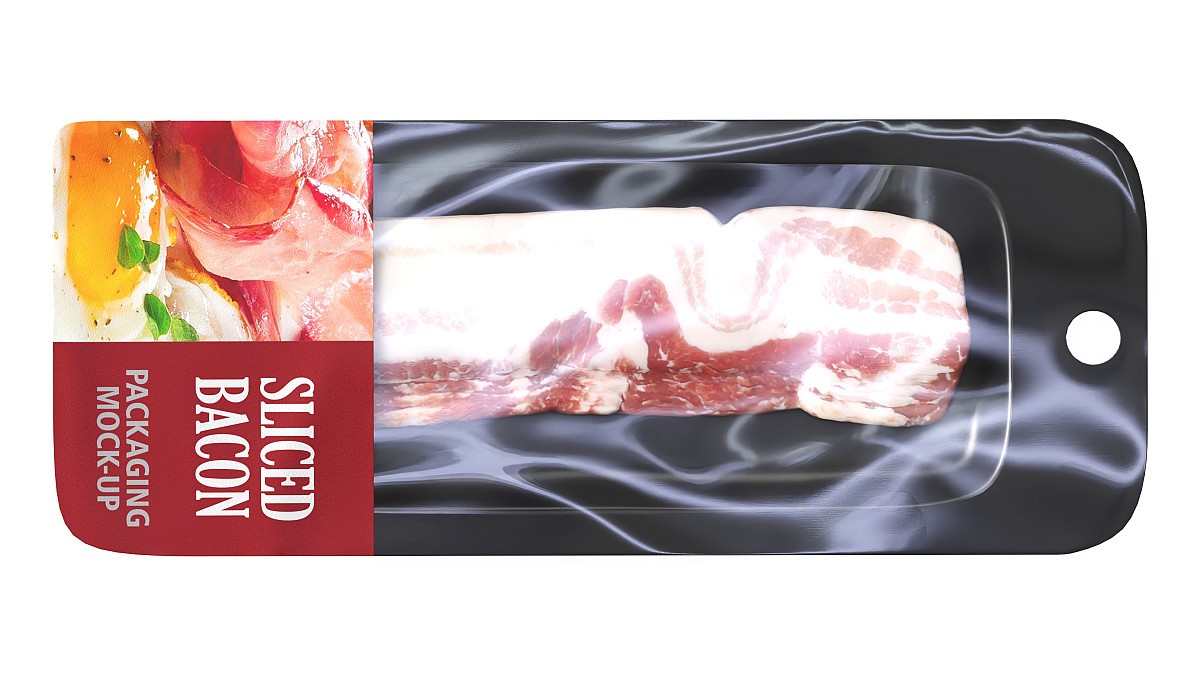 Bacon slices in packaging