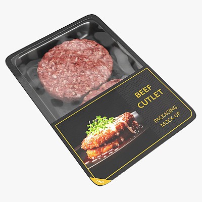 Beef cutlet raw packaging
