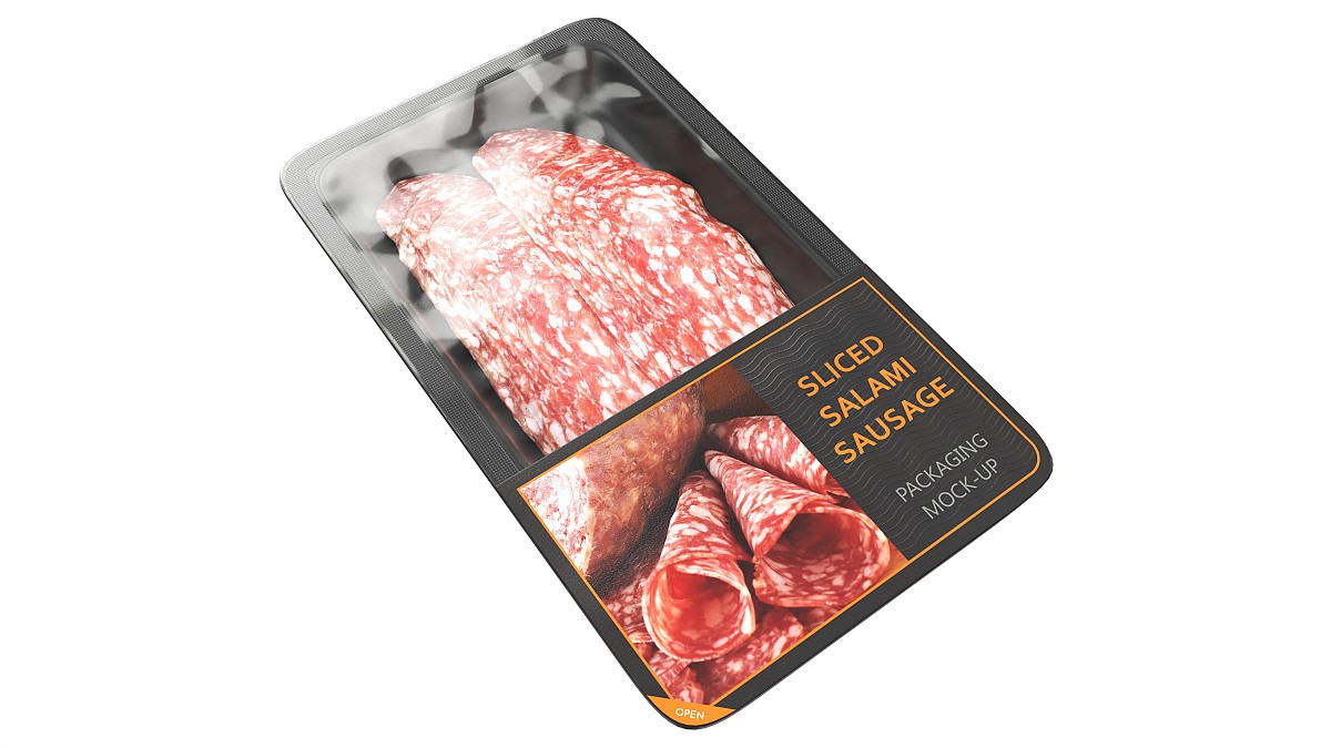Salami sausage sliced in packaging