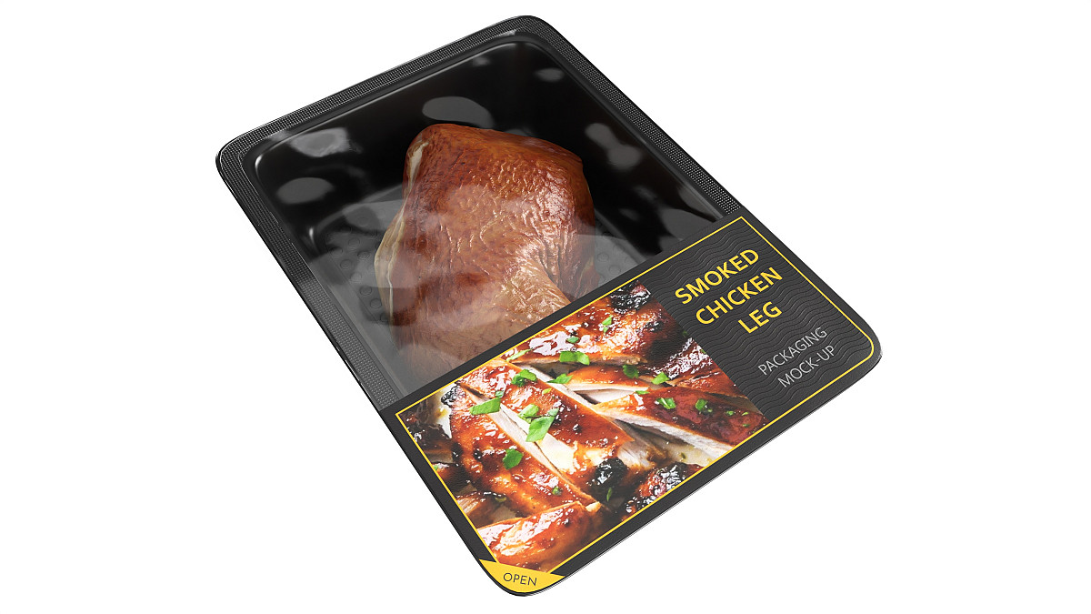 Smoked chicken leg in packaging