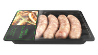Pork sausages raw in packaging