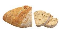 Loaf of artisanal white bread cutted