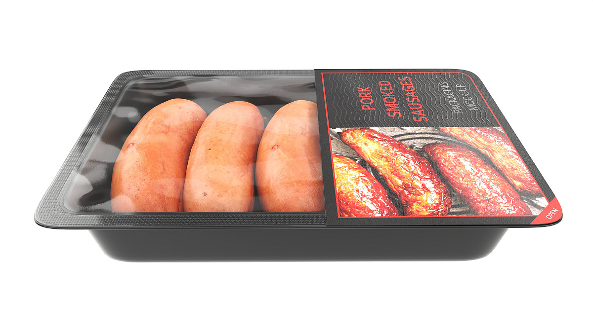 Pork smoked sausages in packaging