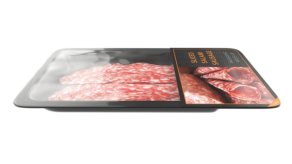 Salami sausage sliced in packaging