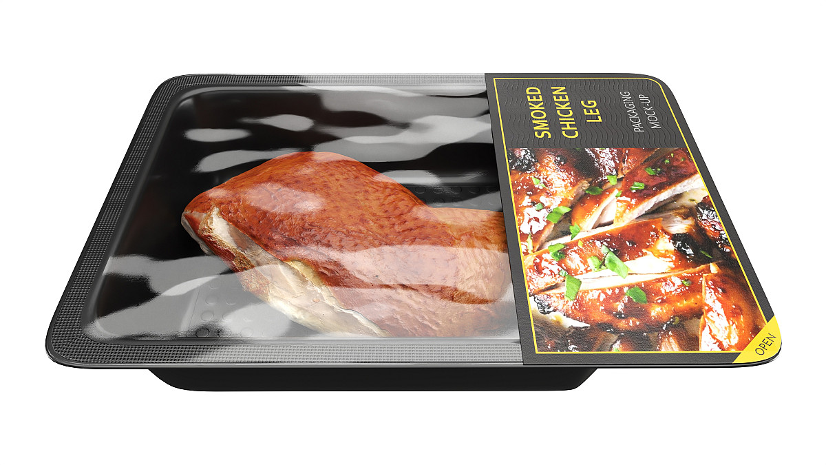 Smoked chicken leg in packaging