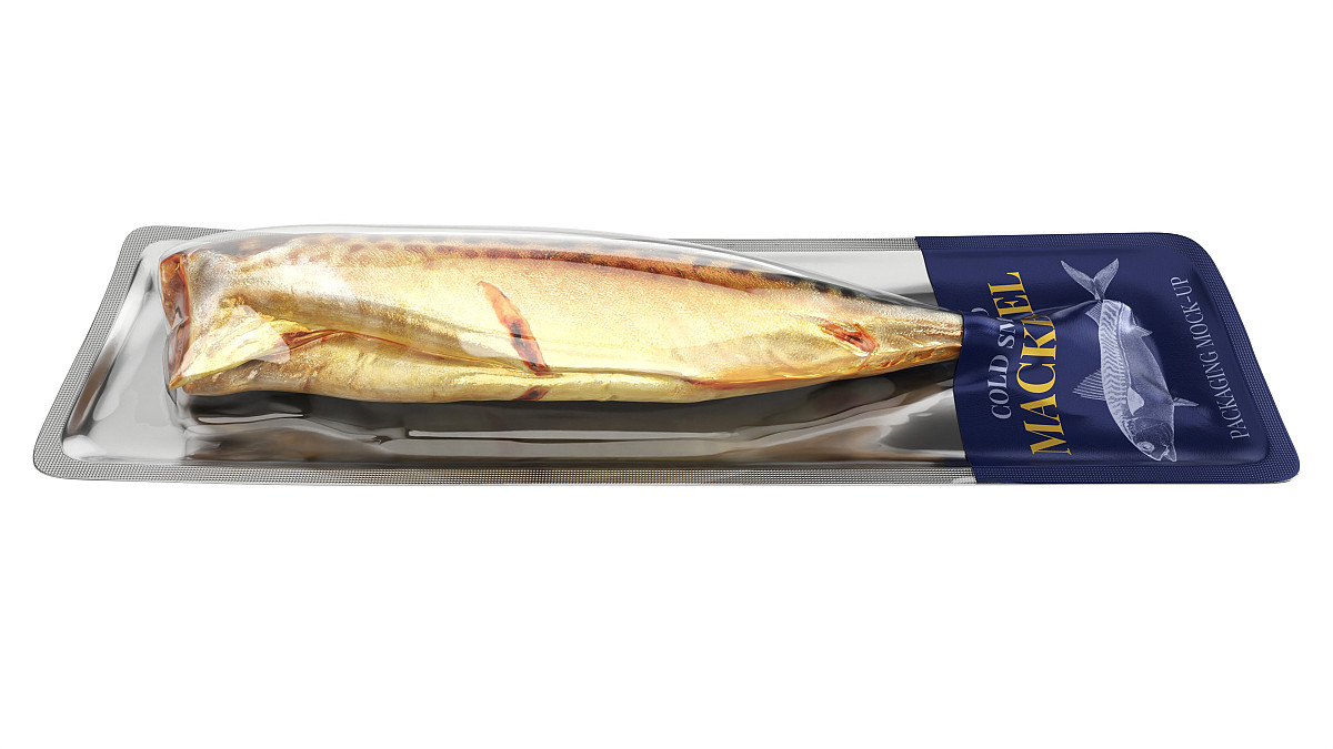 Smoked mackerel in packaging