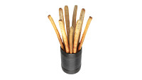Crispy bread sticks in cup