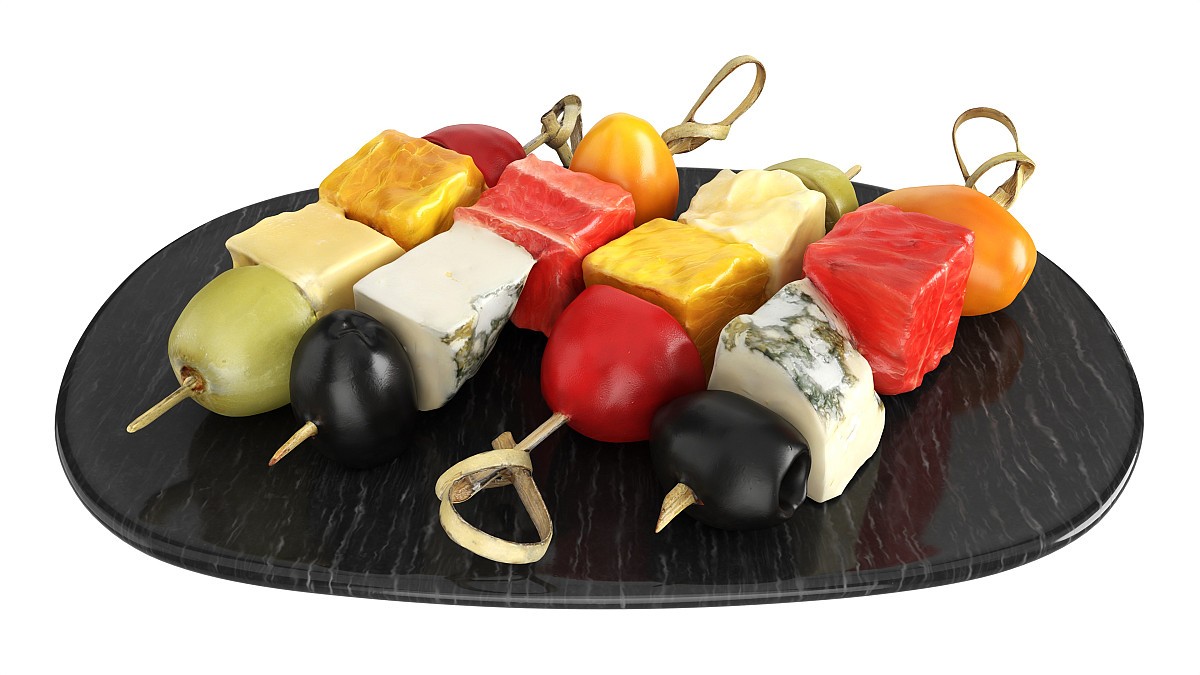 Assorted canapes on saucer