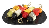Assorted canapes on saucer