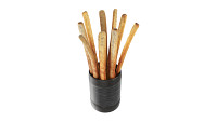 Crispy bread sticks in cup