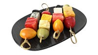 Assorted canapes on saucer
