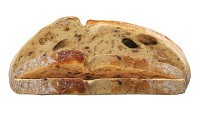 Loaf of artisanal white bread cutted