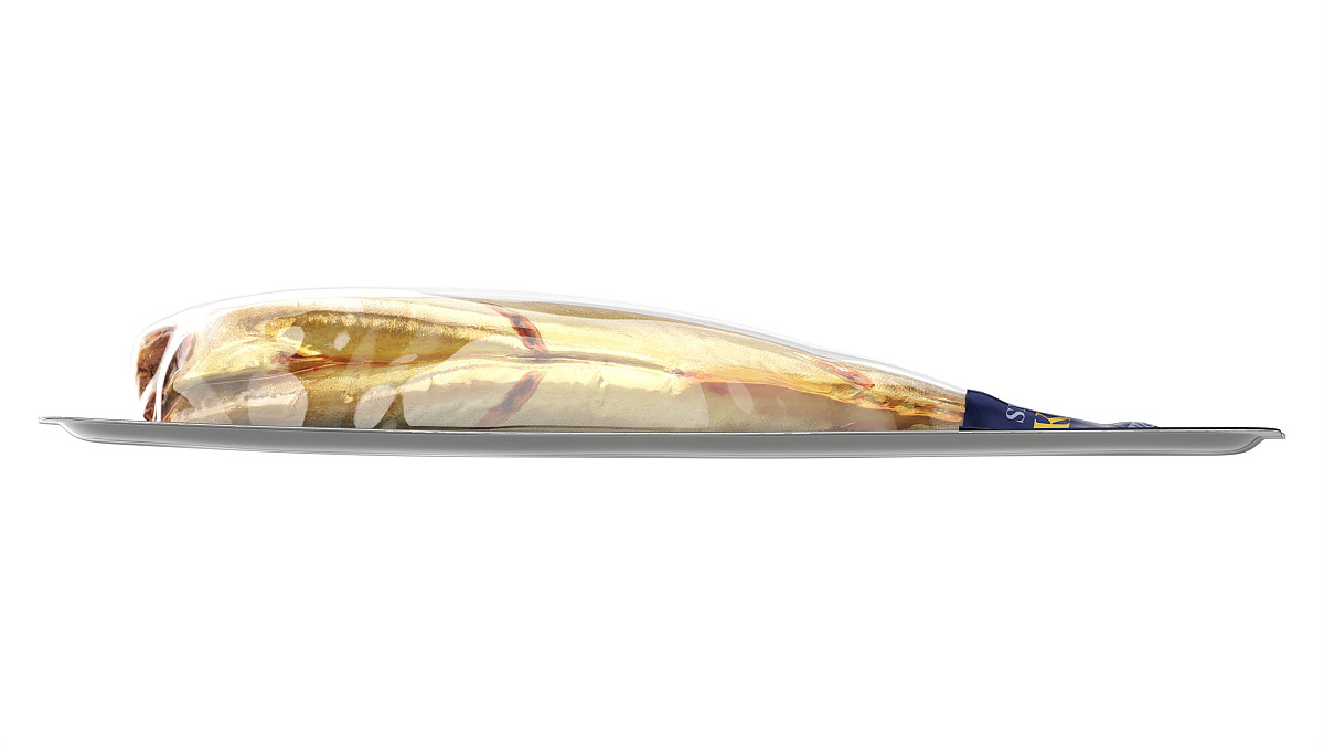 Smoked mackerel in packaging