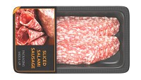 Salami sausage sliced in packaging