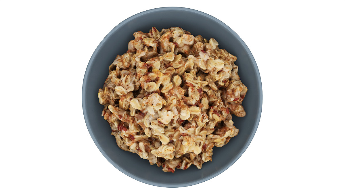 Cooked oatmeal porridge with seeds