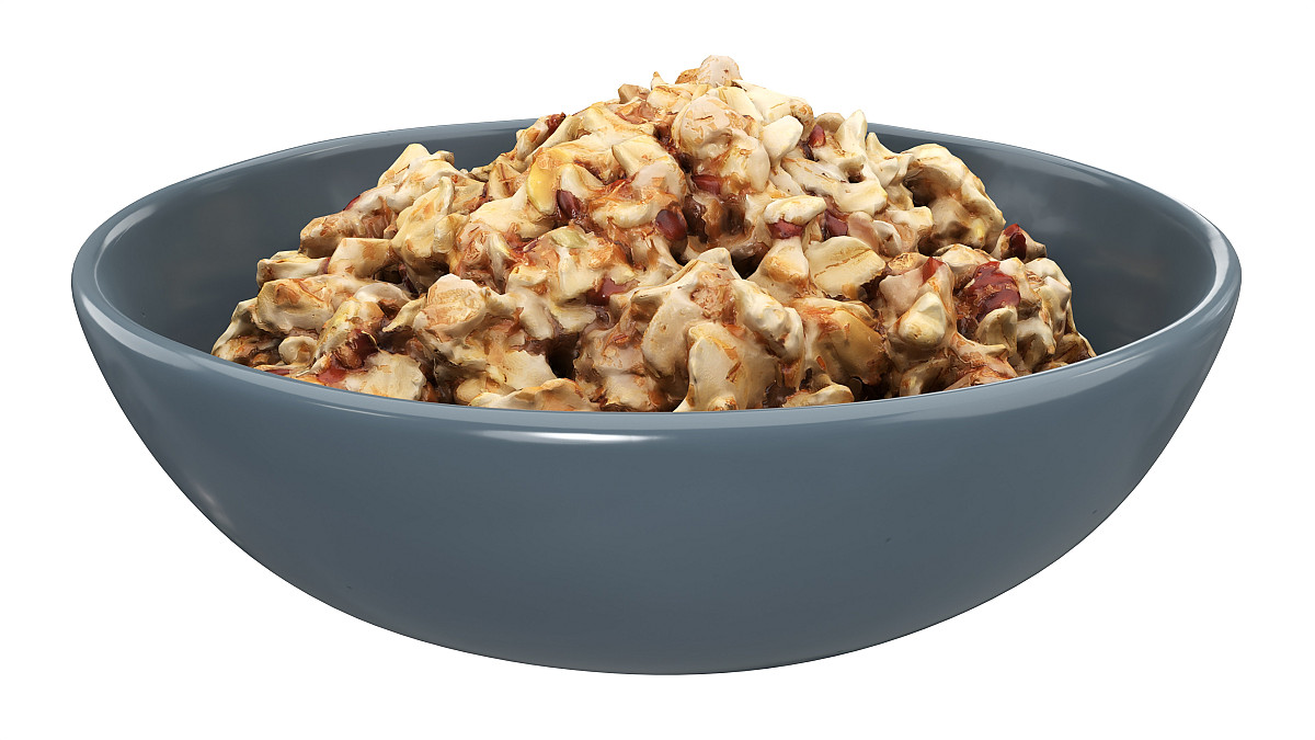 Cooked oatmeal porridge with seeds