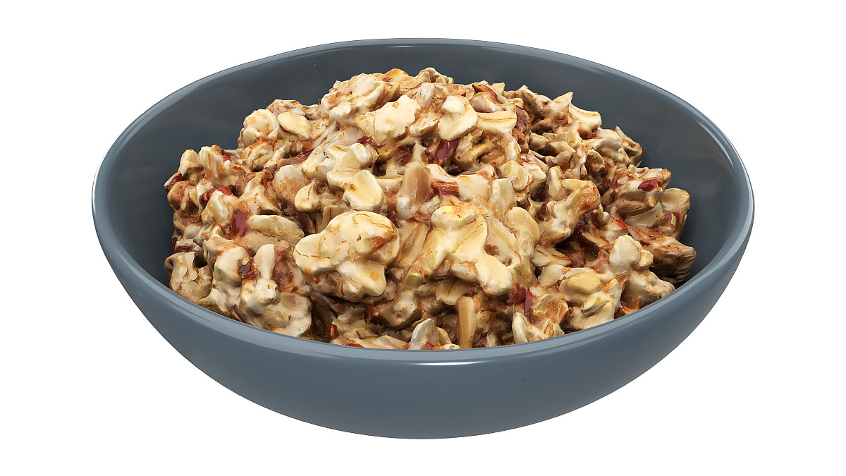 Cooked oatmeal porridge with seeds