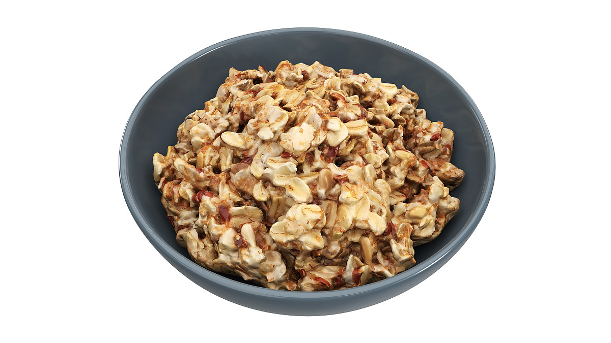 Cooked oatmeal porridge with seeds