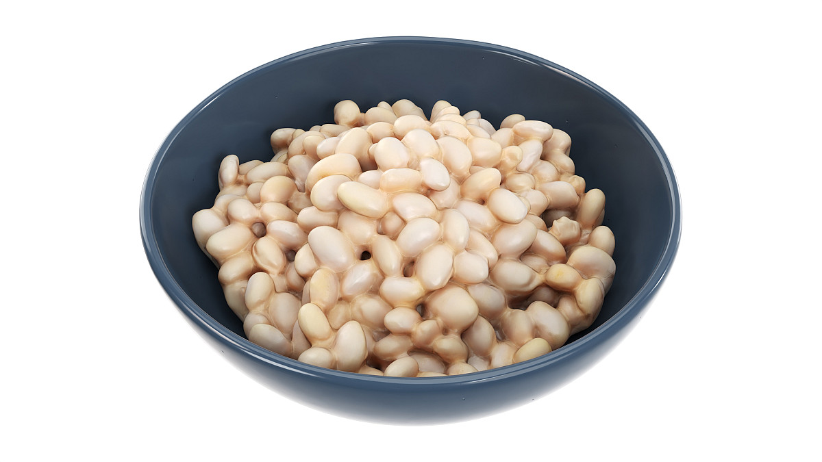 Cooked small white beans