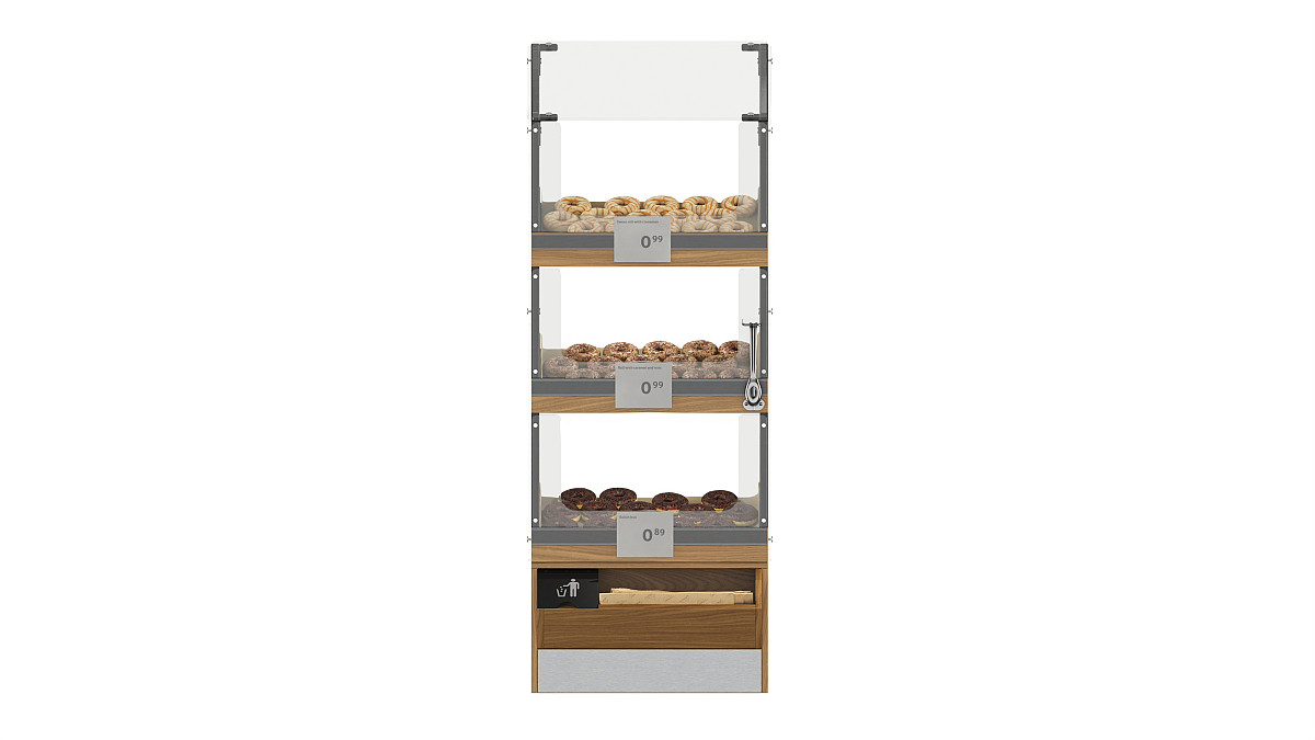 Bakery stand with donuts