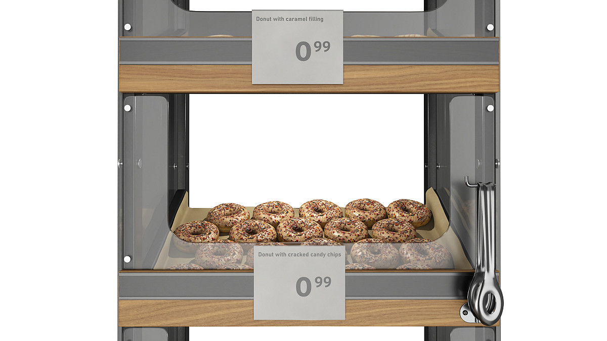 Bakery stand with donuts
