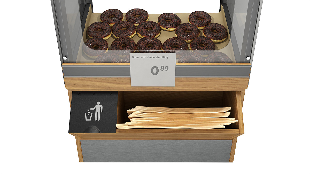 Bakery stand with donuts