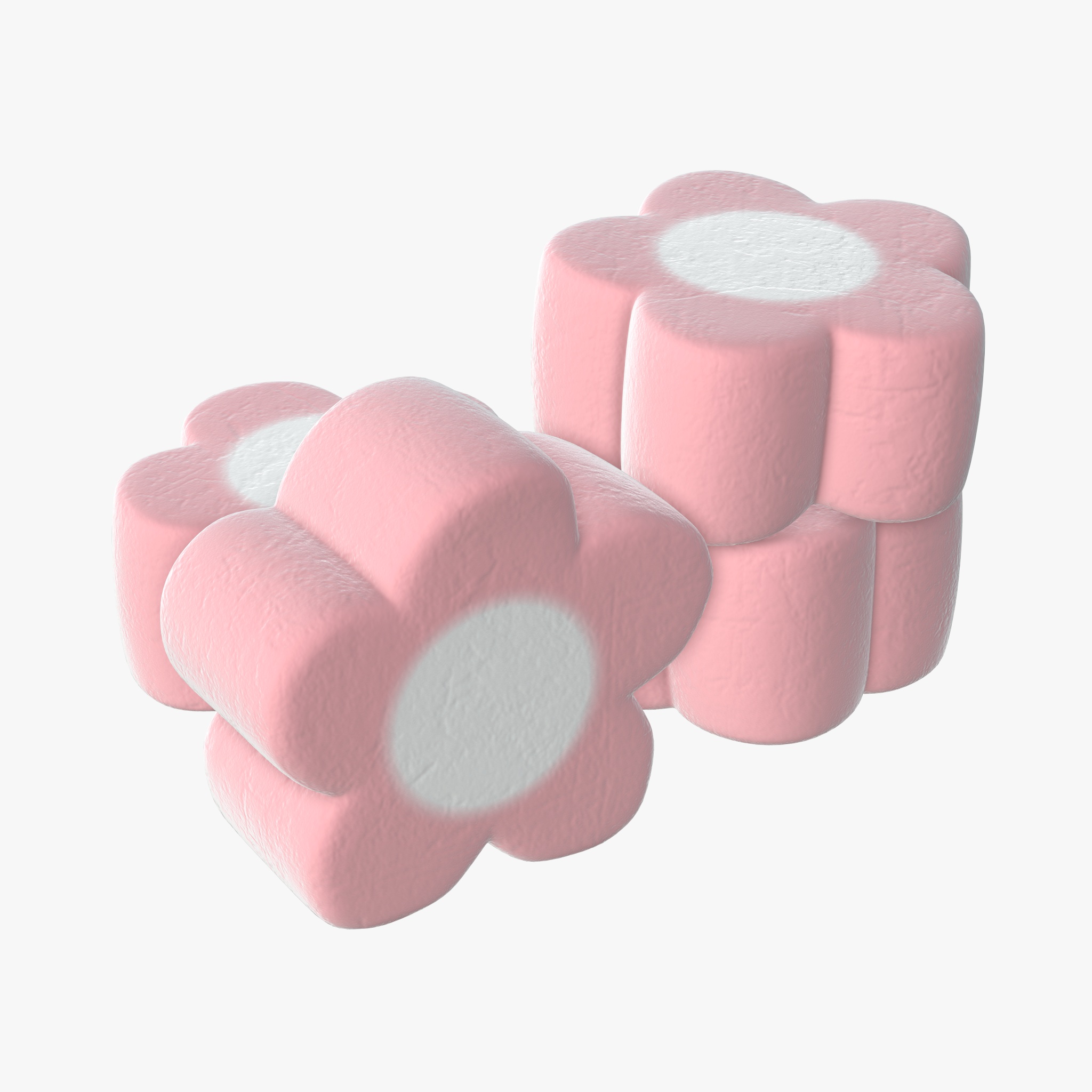 Marshmallows candy flower shape PBR 3D Model