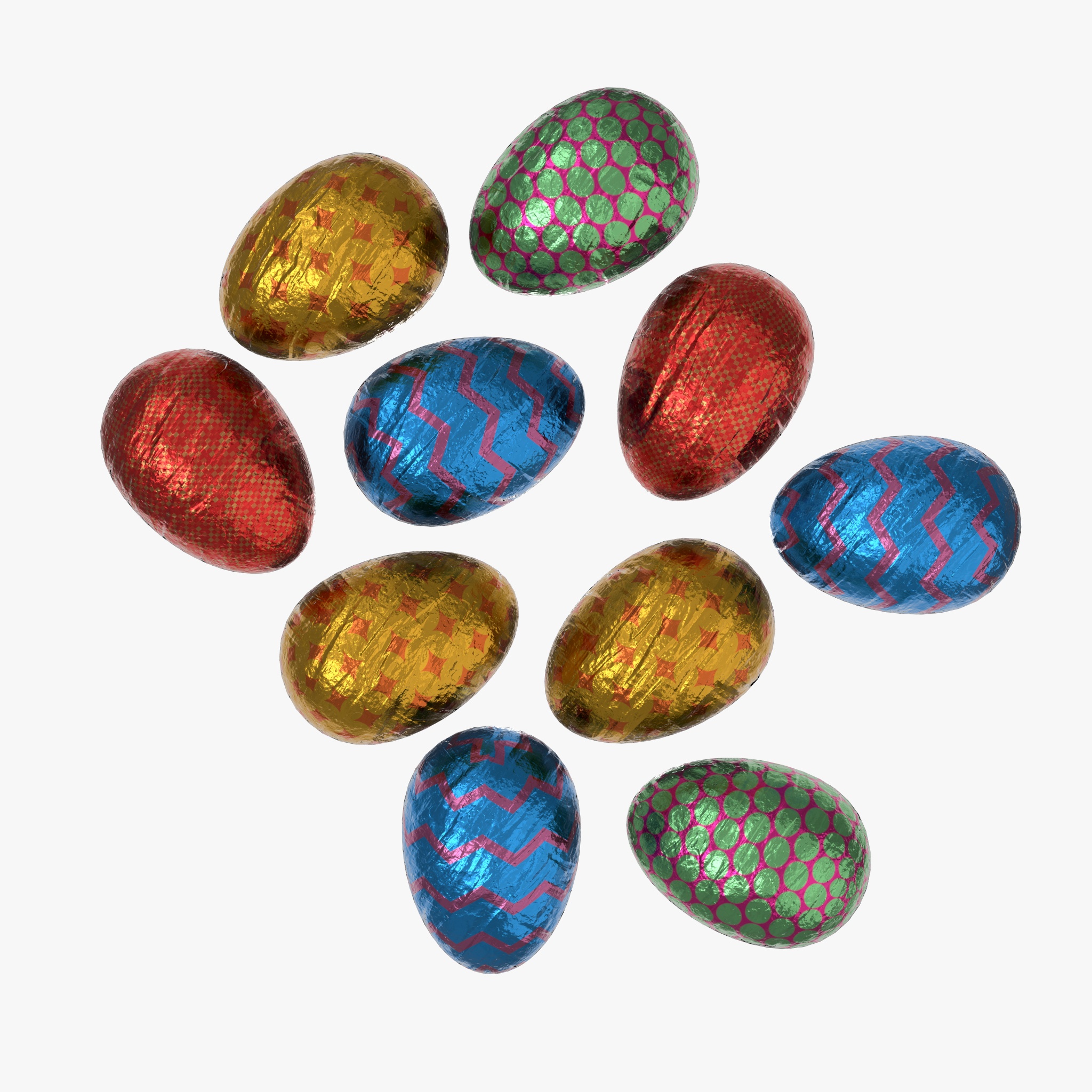 Chocolate candy eggs PBR 3D Model