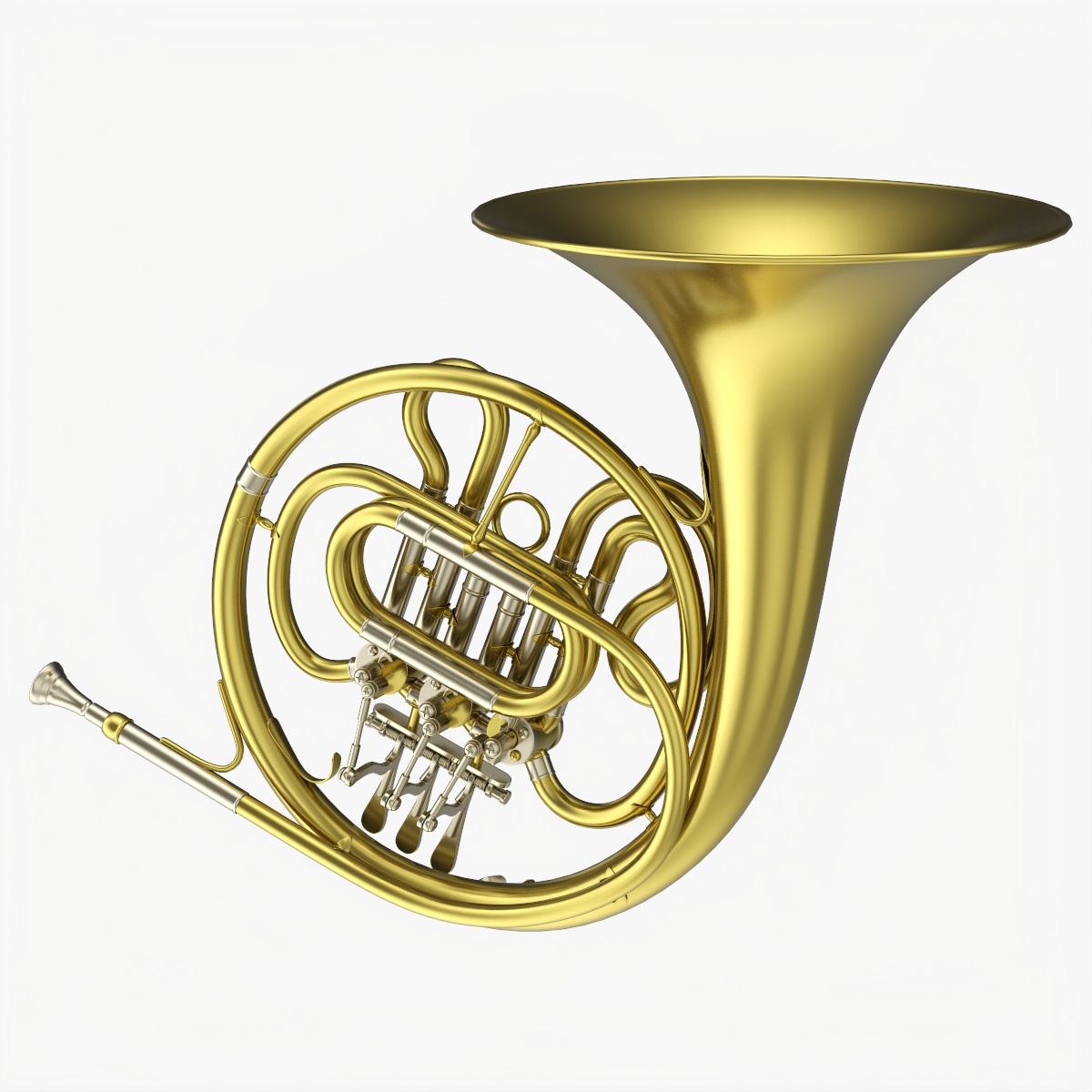 Brass Bell French Horn PBR 3D Model