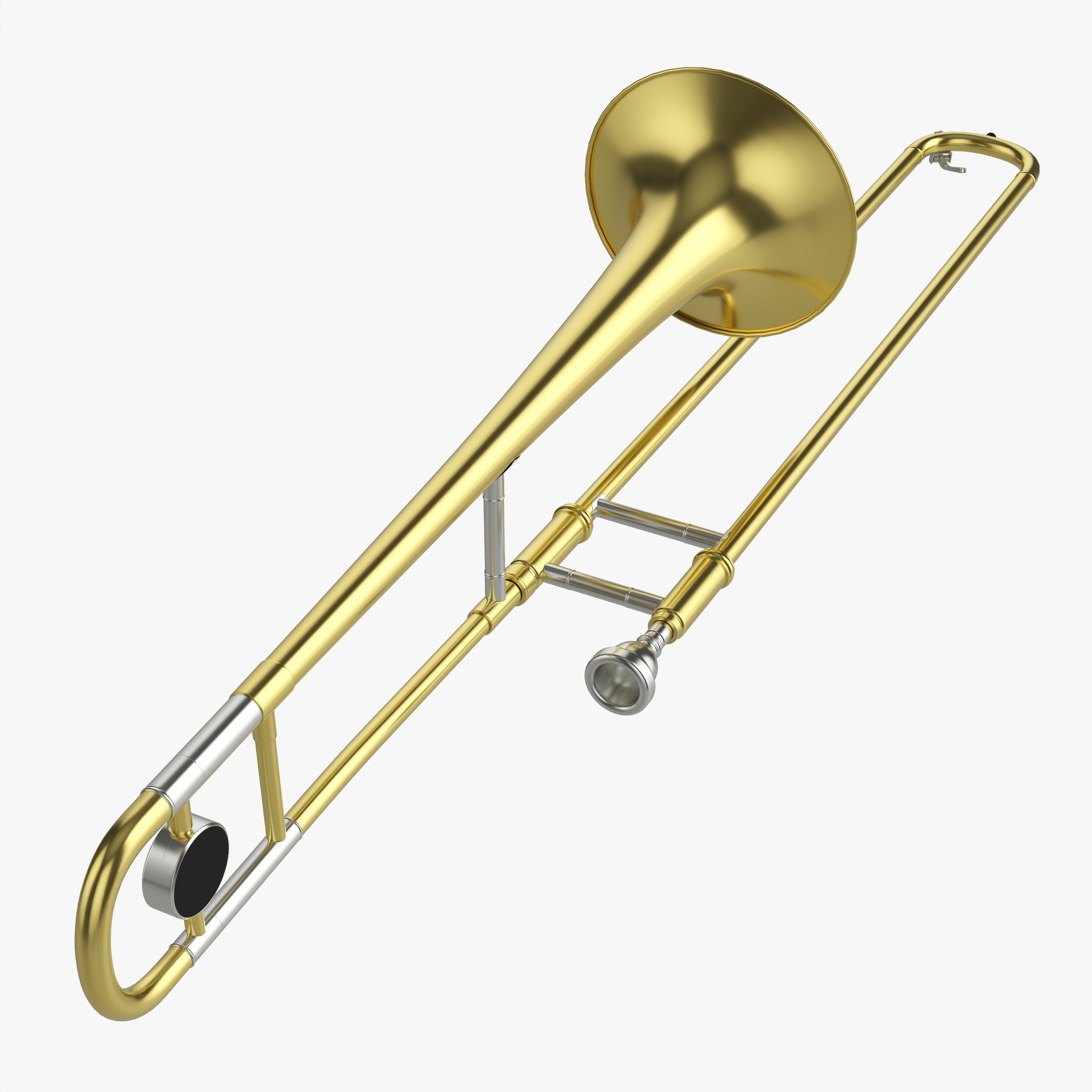 Brass Bell Tenor Trombone PBR 3D Model
