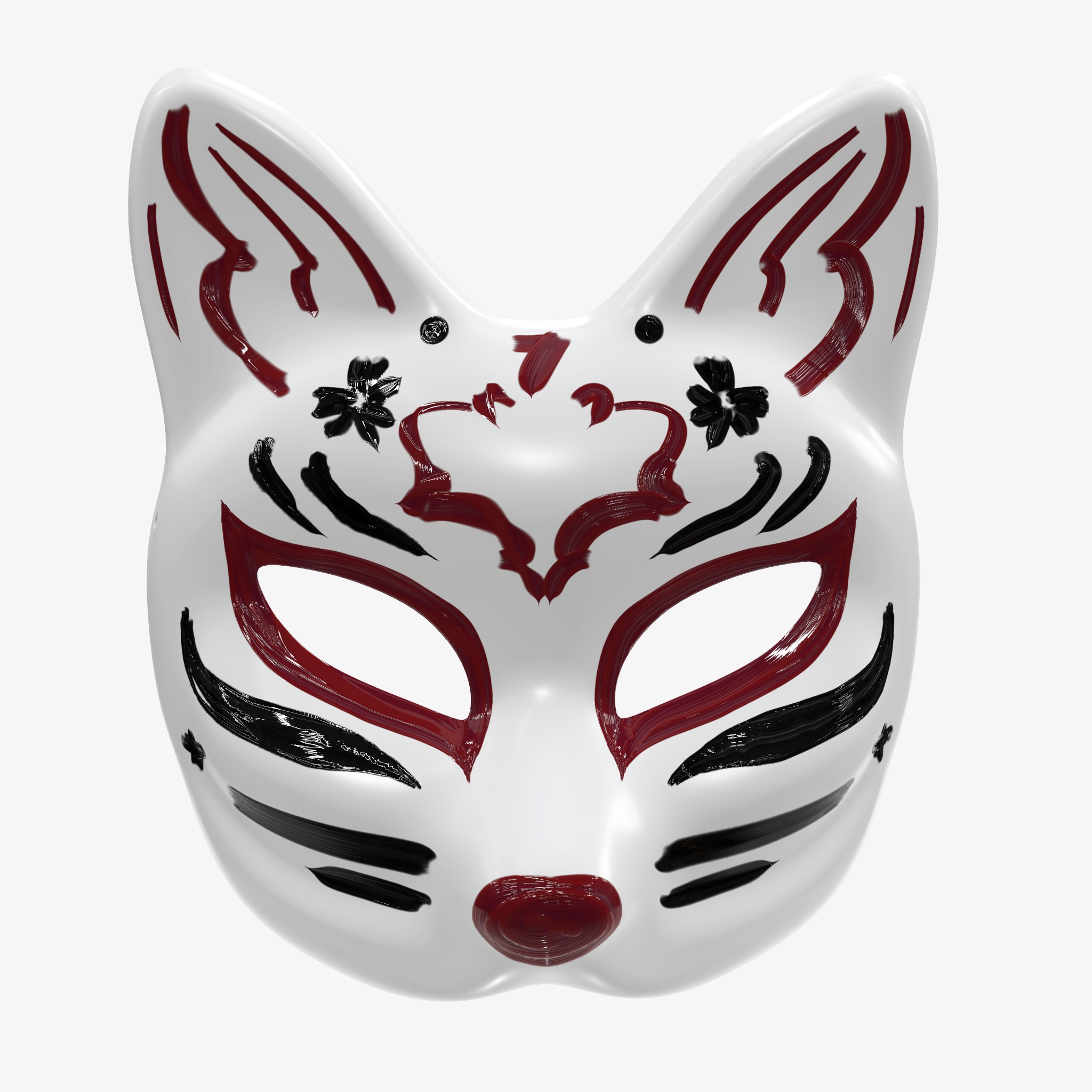 Half face kitsune mask PBR 3D Model - 3dmstock.com