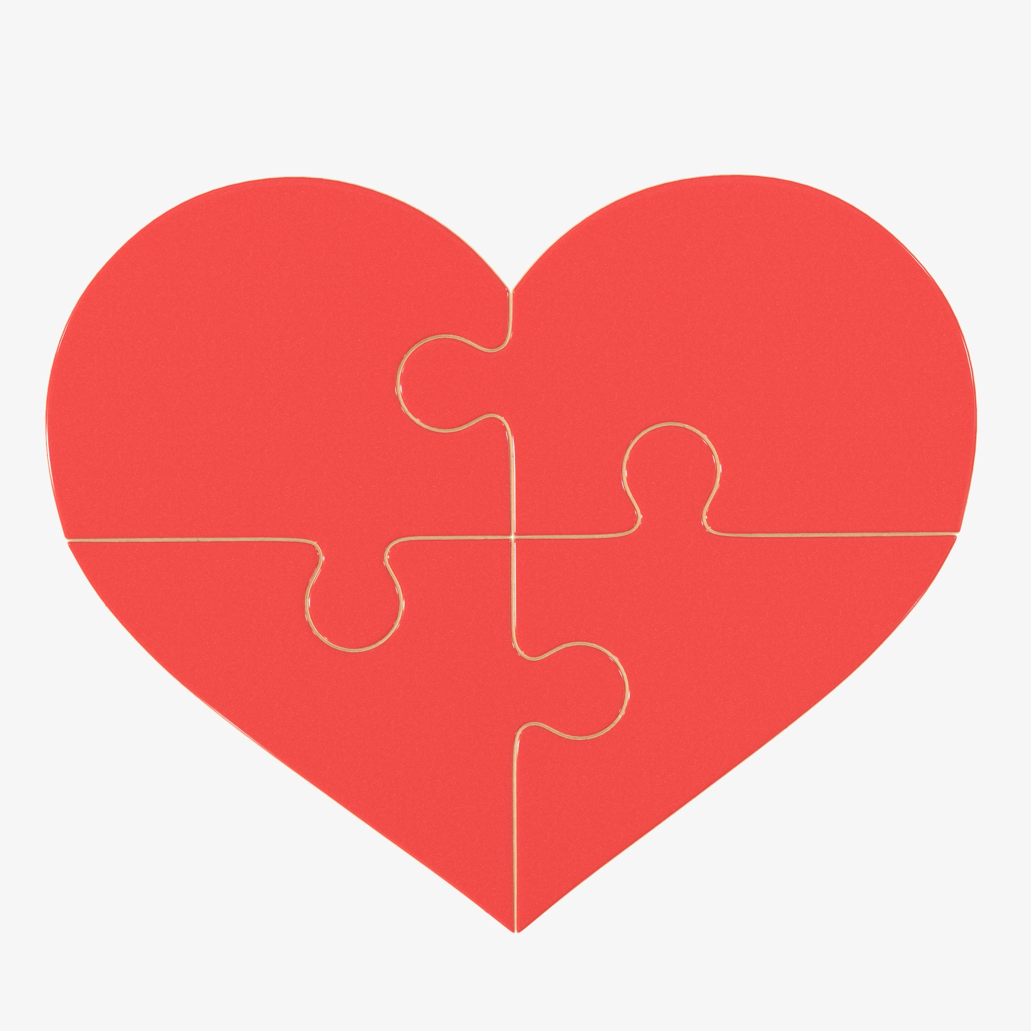 Jigsaw puzzle heart 01 PBR 3D Model