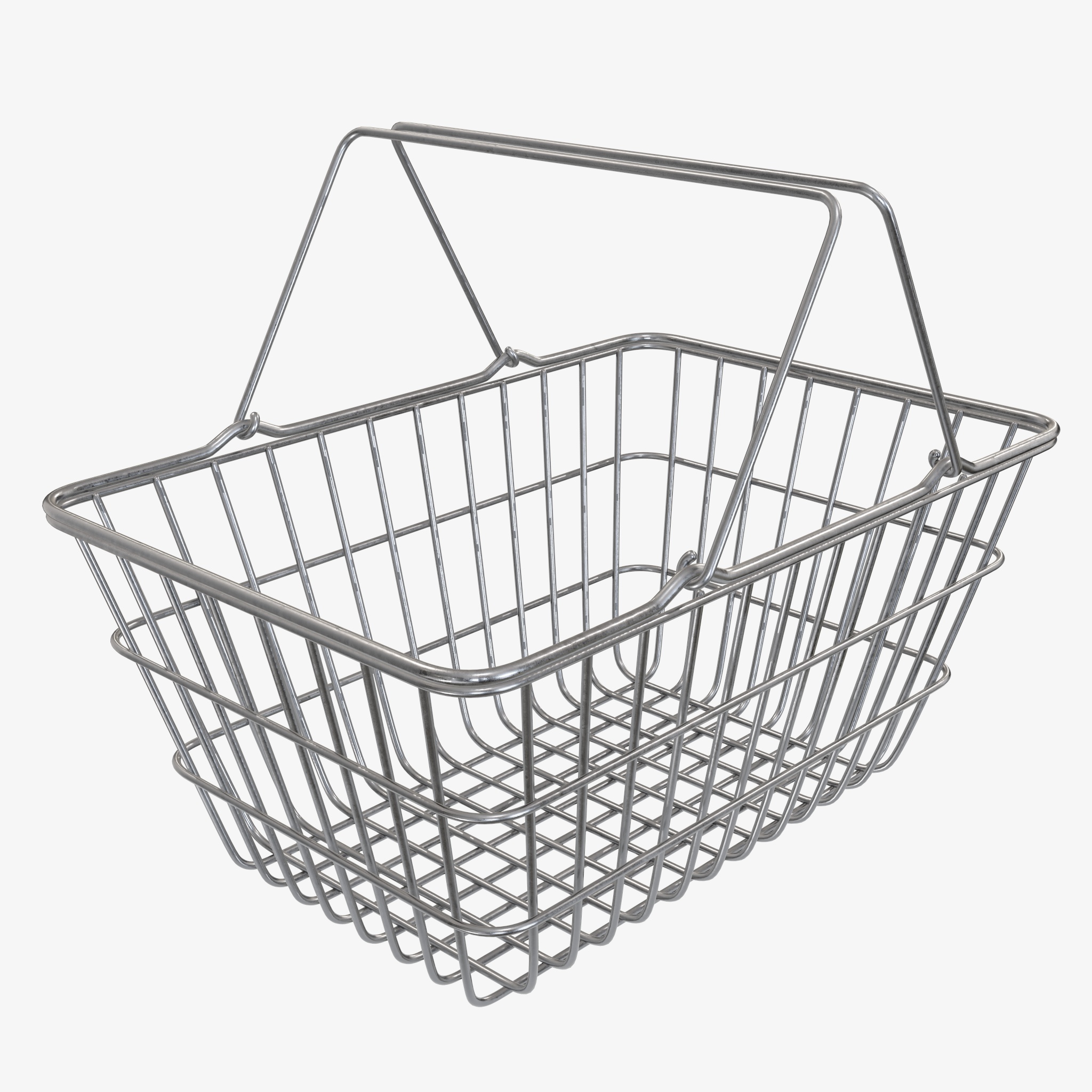 Metal shopping basket PBR 3D Model