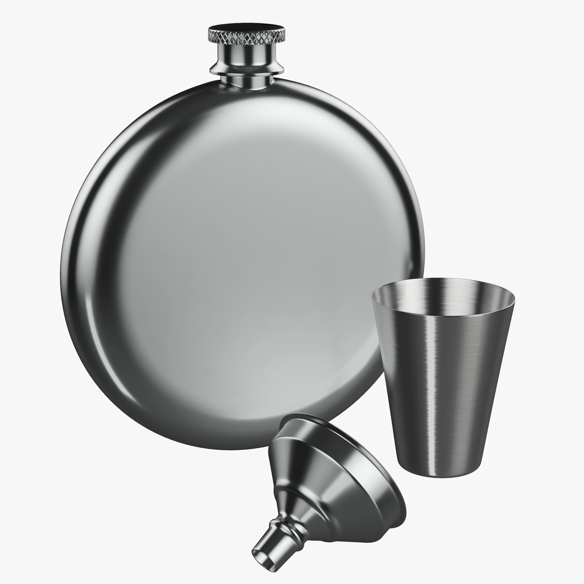 Flask liquor stainless steel 07 PBR 3D Model