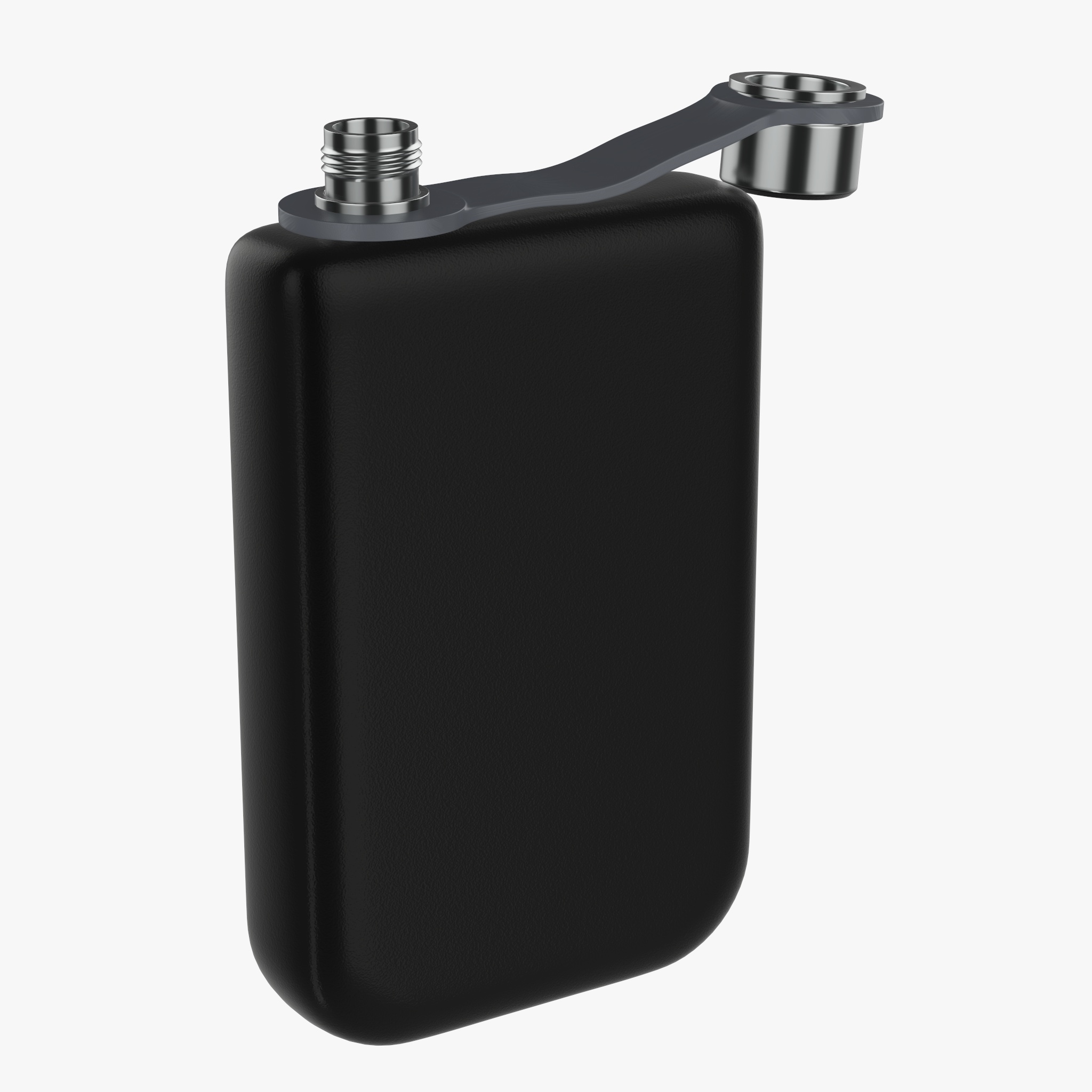 Flask liquor stainless steel 08 open PBR 3D Model