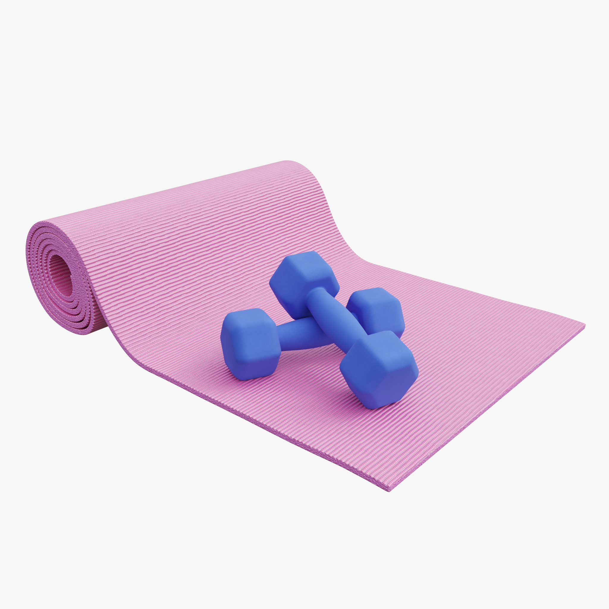 Yoga mat and dumbbells PBR 3D Model
