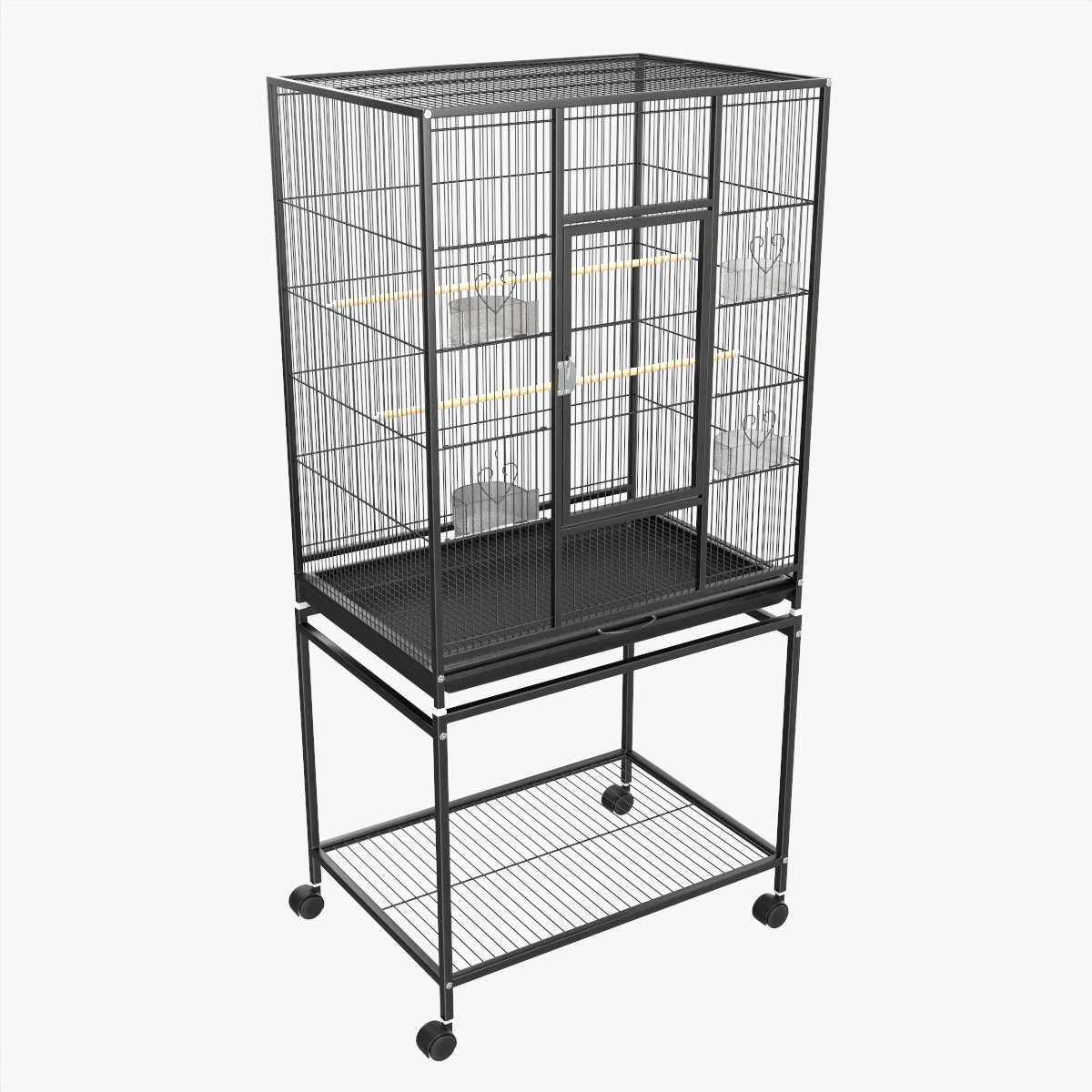 Bird Cage Large With Stand On Wheels PBR 3D Model