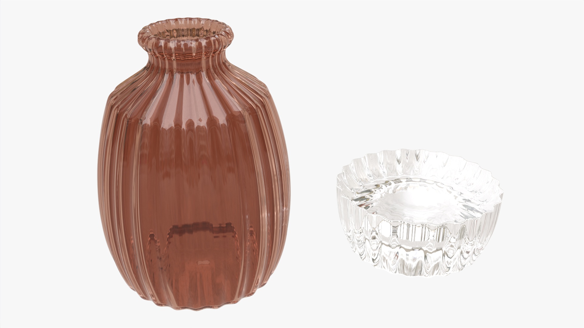 Decorative fluted glass vase PBR 3D Model