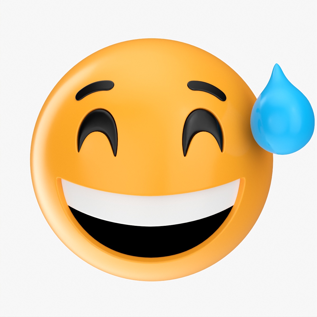 Emoji 044 Laughing With Smiling Eyes And Sweat PBR 3D Model
