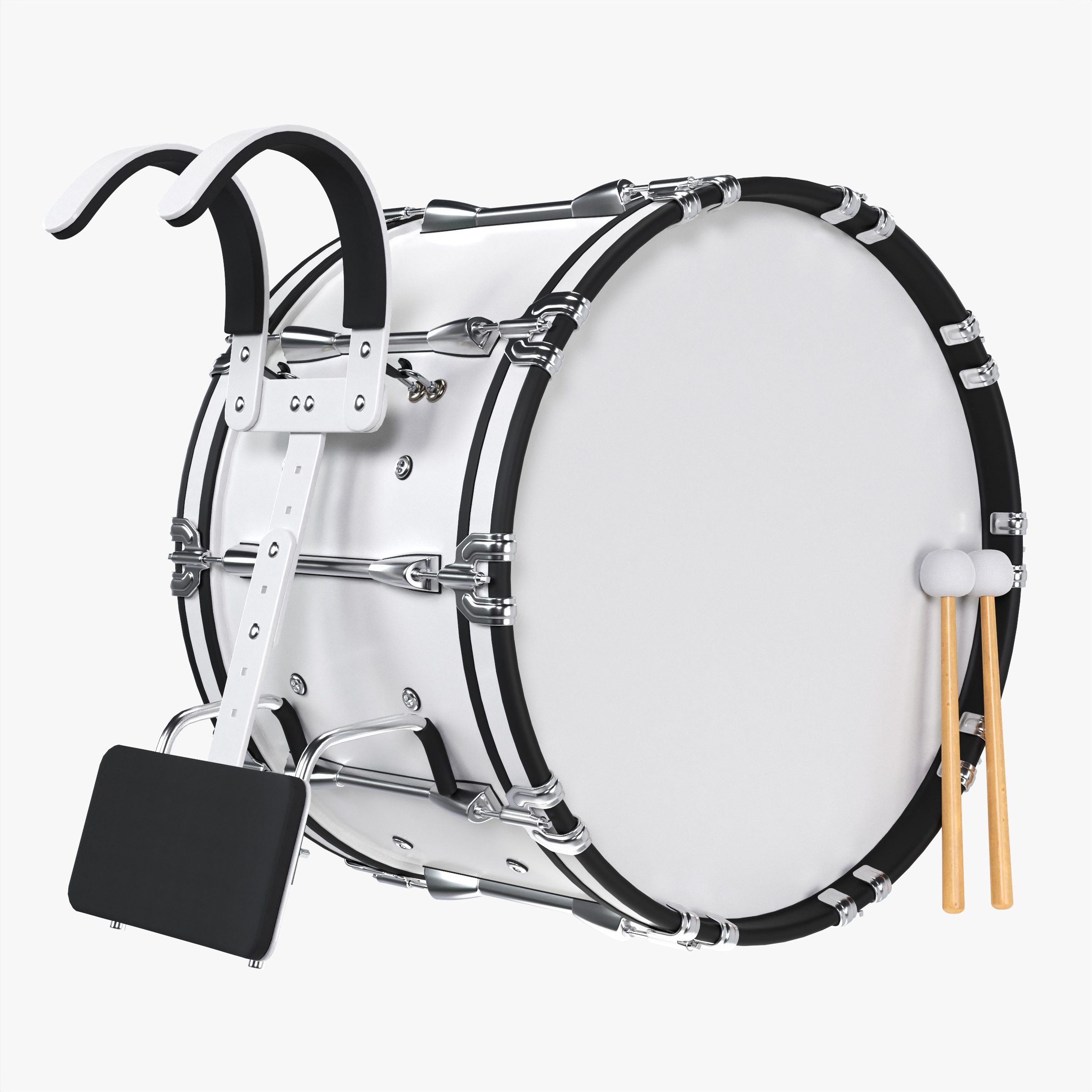 Marching Bass Drum With Carrier PBR 3D Model - 3dmstock.com