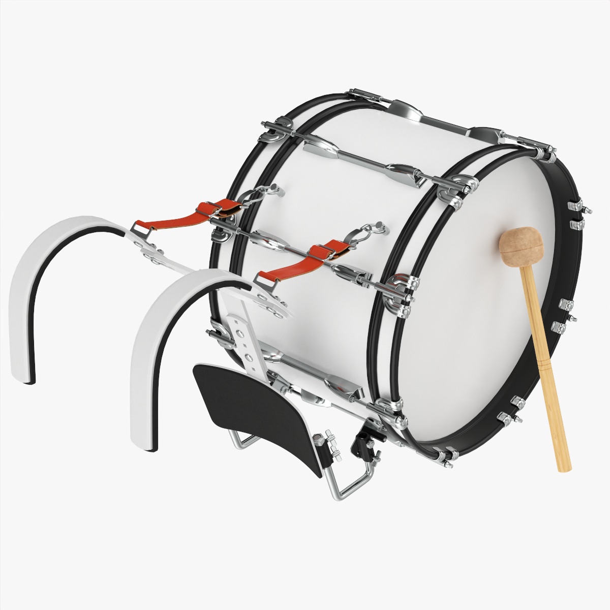 Marching Bass Drum With Carrier 18x10 PBR 3D Model