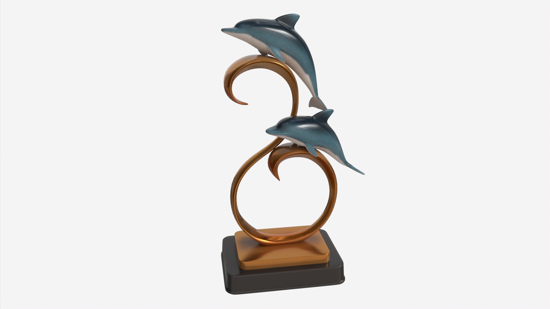 Decorative Ceramic Dolphins Statuette PBR 3D Model