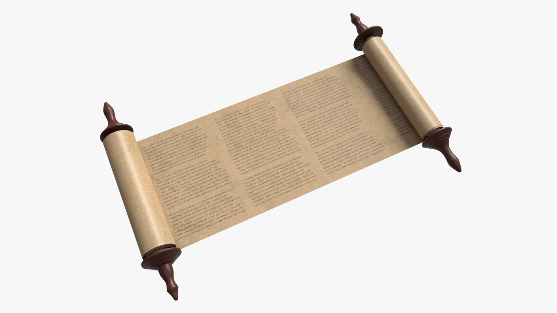 Ancient Scroll With Wooden Rods Old text 02 PBR 3D Model